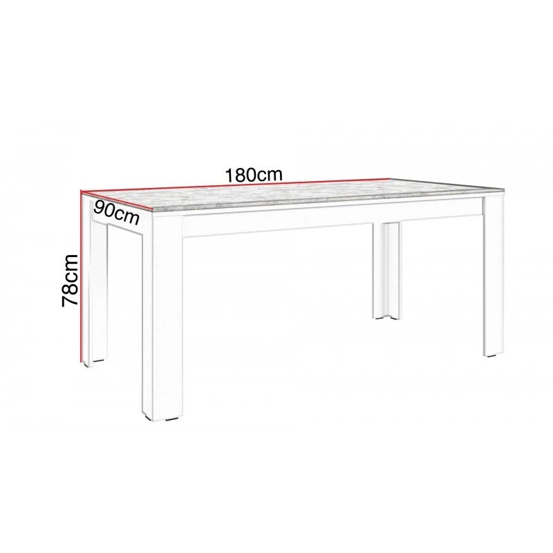 Table à Manger 180cm Blanc Et Gris Béton Gent 5 Table à Manger 180cm Blanc Et Gris Béton Gent – Image 3
