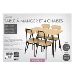 Table à Manger Et 4 Chaises Pieds Métal Noir Friends -ATMOSPHERA || Intex || Demeyere Soldes table a manger et 4 chaises pieds metal noir friends 1