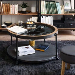 Table Basse Chrono Ronde Noire Atmosphera -ATMOSPHERA || Intex || Demeyere Soldes table basse chrono ronde noire atmosphera 1
