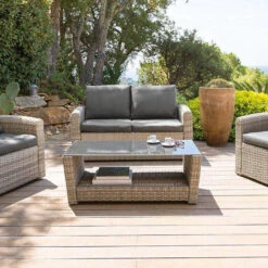 Table Basse Extérieure Polynésia Havane Hespéride -ATMOSPHERA || Intex || Demeyere Soldes table basse exterieure polynesia havane hesperide 1 1