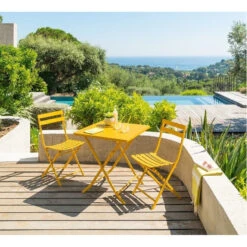 Table Carrée Pliante Greensboro 2p Jaune Moutarde Hespéride -ATMOSPHERA || Intex || Demeyere Soldes table carree greensboro moutarde hesperide 3