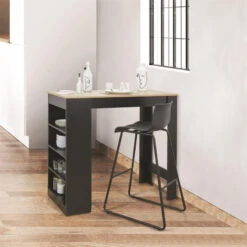 Table De Bar Avec étagères Et Plateau Bois 11 Table De Bar Avec étagères Et Plateau Bois -ATMOSPHERA || Intex || Demeyere Soldes table de bar avec etagere plateau bois 3