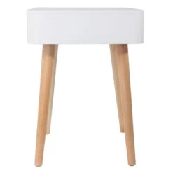 Table De Chevet Pieds Bois 1 Tiroir Blanc -ATMOSPHERA || Intex || Demeyere Soldes table de chevet pieds bois 1 tiroir blanc 2