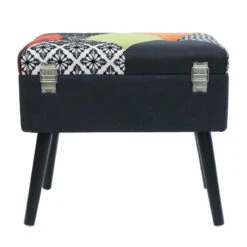 Tabouret Coffre Valise Patchwork Sur Pieds -ATMOSPHERA || Intex || Demeyere Soldes tabouret coffre valise patchwork sur pieds 4