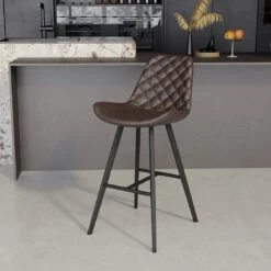 Tabouret De Bar Bas Alicante PU Brun Foncé -ATMOSPHERA || Intex || Demeyere Soldes tabouret de bar bas alicante pu brun fonce 1
