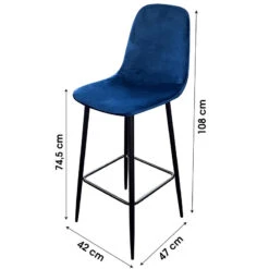 Tabouret De Bar En Velours Bleu Indigo Pieds Métal Inoui 5 Tabouret De Bar En Velours Bleu Indigo Pieds Métal Inoui -ATMOSPHERA || Intex || Demeyere Soldes tabouret de bar en velours bleu indigo pieds metal inoui 1