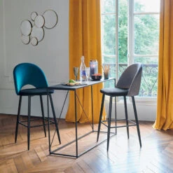 Tabouret De Bar Kara Velours Gris Atmosphera 7 Tabouret De Bar Kara Velours Gris Atmosphera -ATMOSPHERA || Intex || Demeyere Soldes tabouret de bar kara velours gris atmosphera 1 1