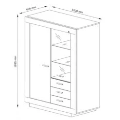 Vitrine 2 Portes 3 Tiroirs Marseille -ATMOSPHERA || Intex || Demeyere Soldes vitrine 2 portes 3 tiroirs marseille 4
