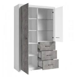 Vitrine 2 Portes Blanc Et Gris Béton Gent -ATMOSPHERA || Intex || Demeyere Soldes vitrine 2 portes blanc et gris beton gent 2