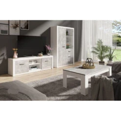 Vitrine 2 Portes Blanc Et Gris Béton Gent -ATMOSPHERA || Intex || Demeyere Soldes vitrine 2 portes blanc et gris beton gent 4