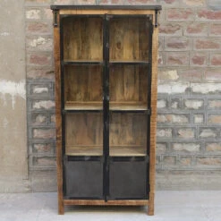 Vitrine 2 Portes Bois De Manguier Et Métal -ATMOSPHERA || Intex || Demeyere Soldes vitrine 2 portes bois de manguier et metal 1 2