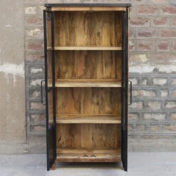 Vitrine 2 Portes Bois De Manguier Et Métal -ATMOSPHERA || Intex || Demeyere Soldes vitrine 2 portes bois de manguier et metal 1 3