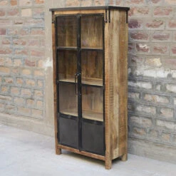 Vitrine 2 Portes Bois De Manguier Et Métal -ATMOSPHERA || Intex || Demeyere Soldes vitrine 2 portes bois de manguier et metal 1 5