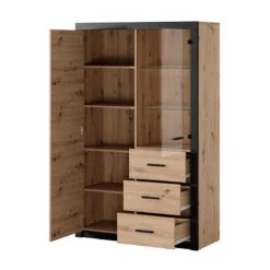 Vitrine 2 Portes Naturel Et Noir Brussel -ATMOSPHERA || Intex || Demeyere Soldes vitrine 2 portes naturel et noir bruges 2